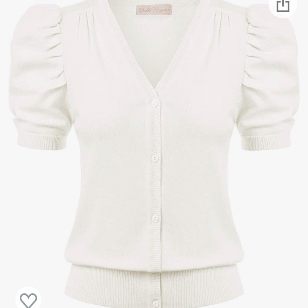 Belle Poque Women Short Sleeve Cardigan Sweater 2X Retro Vintage